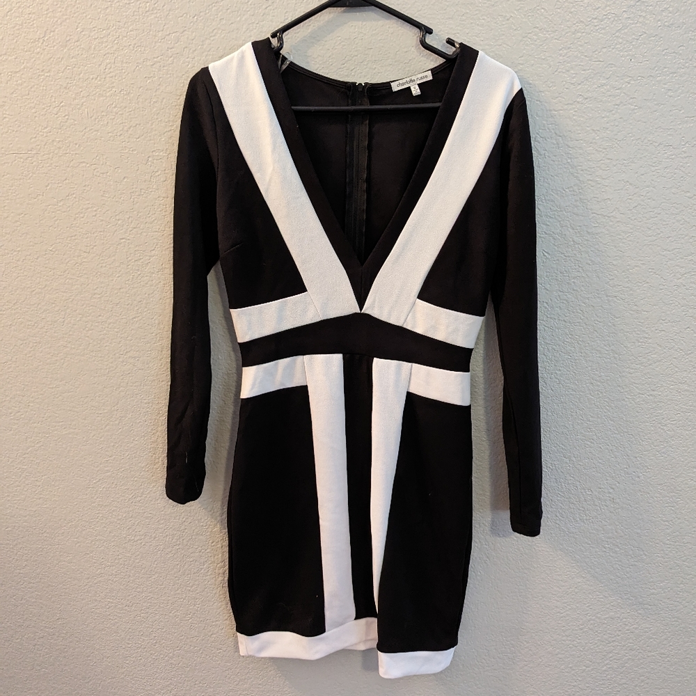 Long sleeve black and white dress Charlotte Russe